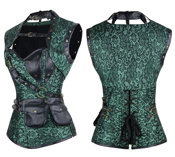 "The Iron Maiden" Steel-Boned Leather Corset | Steampunk Gothic Bustier