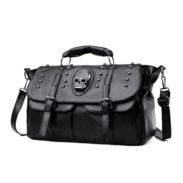 Punk Style Women's Skull Black Large Capacity Shoulder Bag