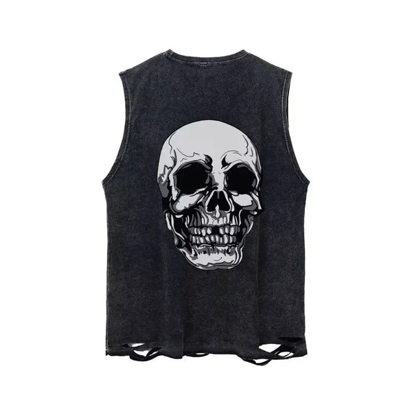 Dark Streetwear Men's Skull Cotton Sleeveless Tank