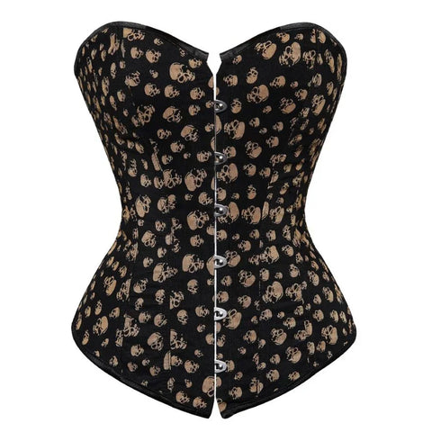 Skull Print Burlesque Vintage Overbust Body Shaper Corset