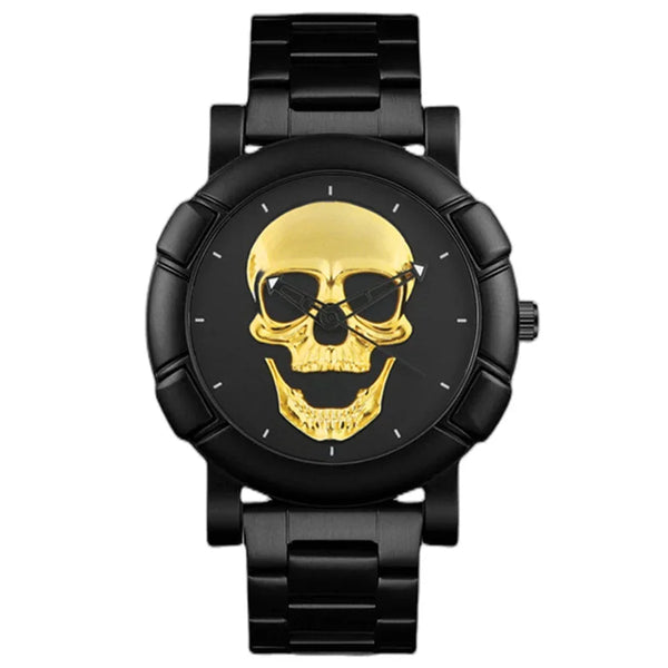 The Iron Skull Quartz Watch & Steel Link Bracelet Gift Set