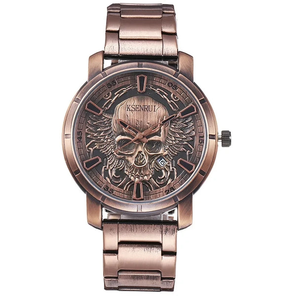 The Outlaw Retro Leather Skull Quartz Watch