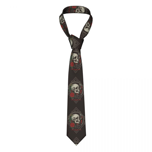 Men's Gothic Skull And Roses Necktie