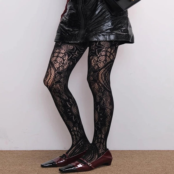 Women’s Goth Patterned Mesh Fishnet Stockings