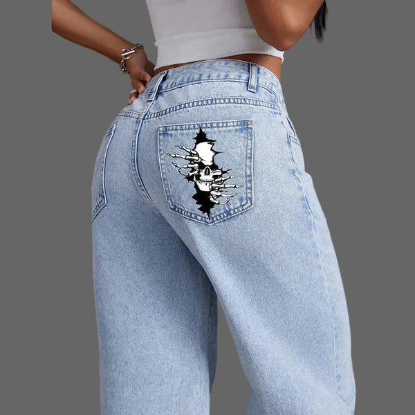 Relic Wide-Leg | Distressed Skull Pocket Denim