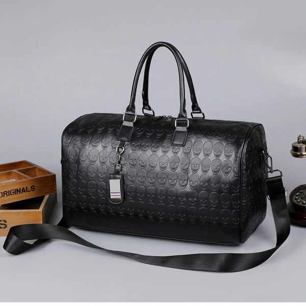 The Iron Revenant™ Skull Travel Tote | Embossed Crossbody & Weekender Bag