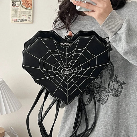 Gothic Style Cobweb Shoulder Bag for Women