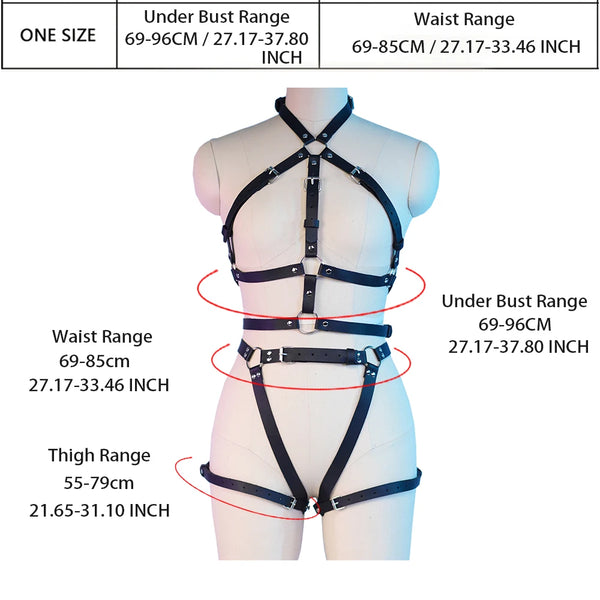 Women's Body Harness Thigh Garter Belt With Mask