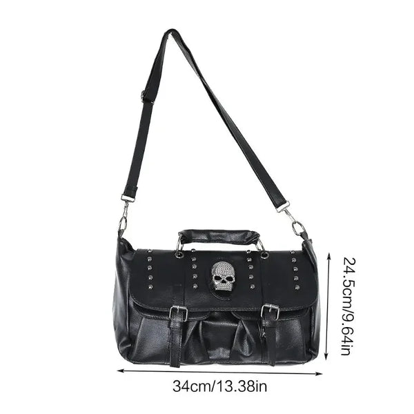 Punk Style Women's Skull Black Large Capacity Shoulder Bag