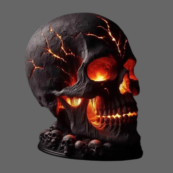 Lava Stone Skull Lamp - LED Gothic Desk Lamp & Room Accent