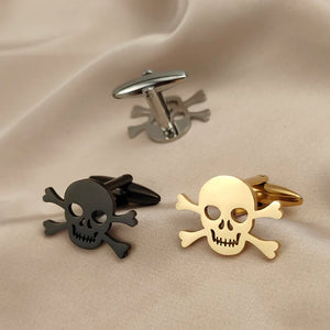 18k Gold Plated Retro Pirate King Skull Cufflinks