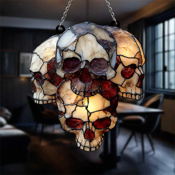 Luminous Ossuary | Acrylic Skull Head Window Suncatcher & Wall Decor