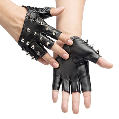 Punk Rivet Half Finger Gloves