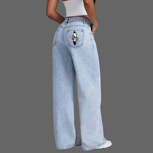 Relic Wide-Leg | Distressed Skull Pocket Denim