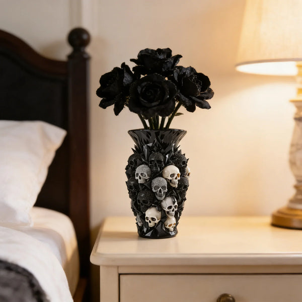 The Obsidian Geometric Diamond Skull Resin Vase