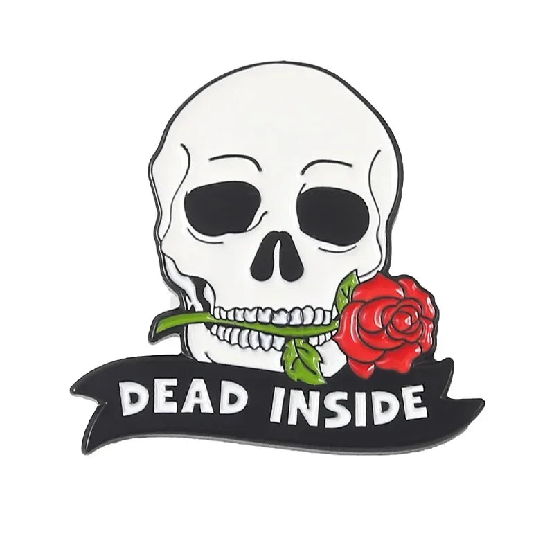 Skull Punk Style Dead Inside Enamel Pins Gothic Jewelry