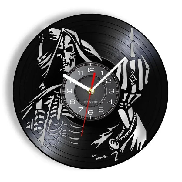 Skull Head Vinyl Record Wall Clock