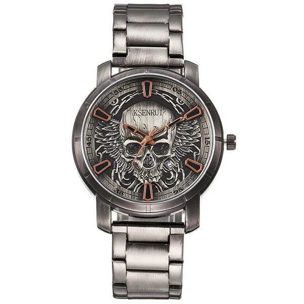 The Outlaw Retro Leather Skull Quartz Watch