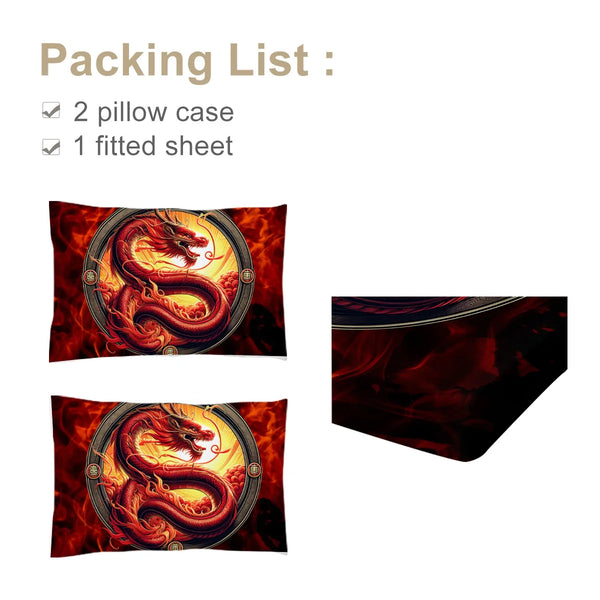 Fire Snake Fitted Sheet Deep Pocket Lightweight Bedding Set