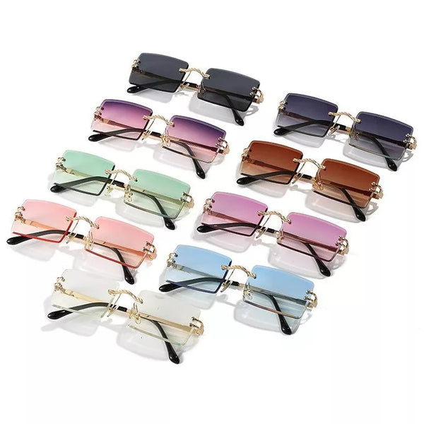 Women's Fashion Rectangle Rimless Sunglasses 7 Colors