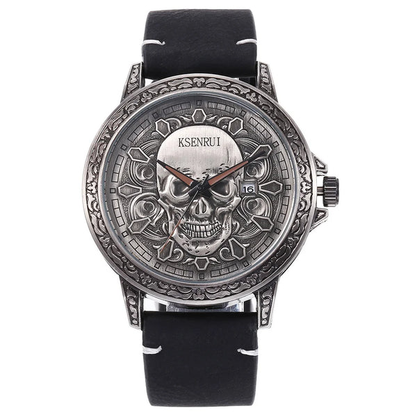 The Outlaw Retro Leather Skull Quartz Watch