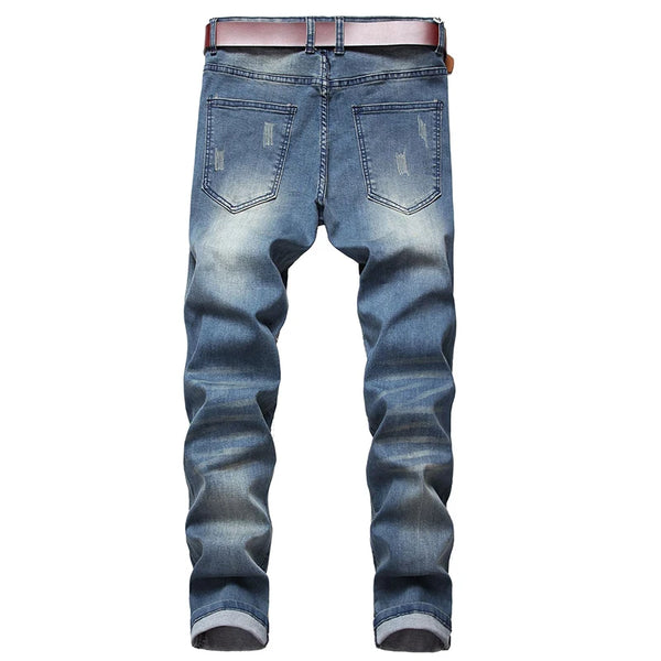 Men's Gothic Ripped Knee Hole Classic Jeans