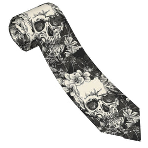 Skull Florale Polyester 8 cm Wide Gothic Dark NeckTie