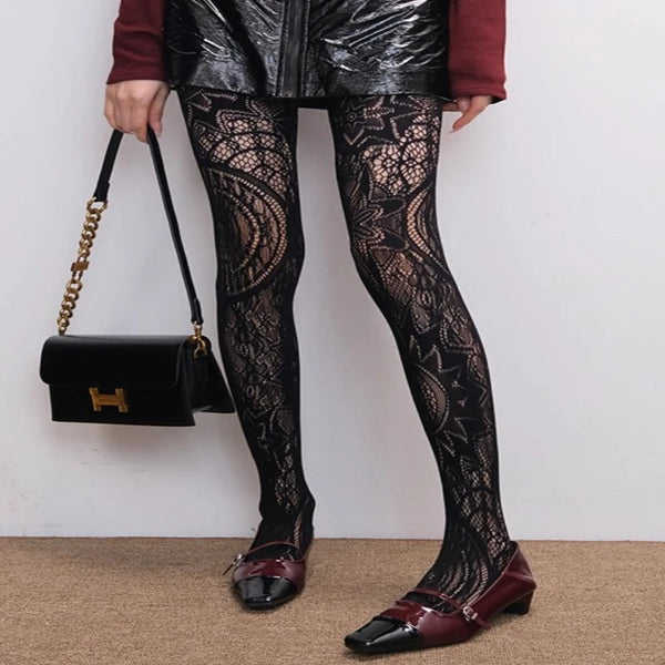 Women’s Goth Patterned Mesh Fishnet Stockings