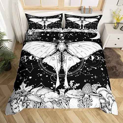 Skull Butterfly Theme Duvet Cover Bedding Set