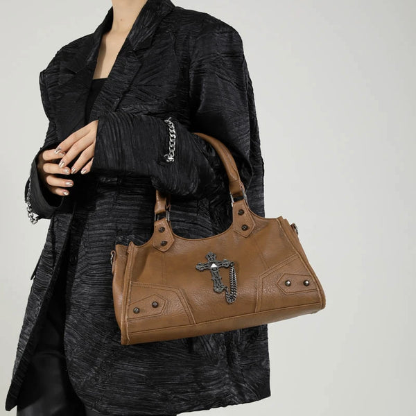 The Nocturne Large Leather Goth Handbag & Crossbody Purse