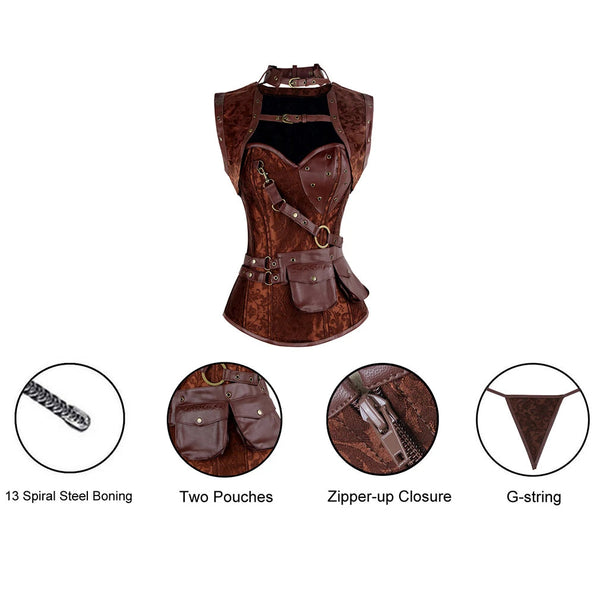 "The Iron Maiden" Steel-Boned Leather Corset | Steampunk Gothic Bustier