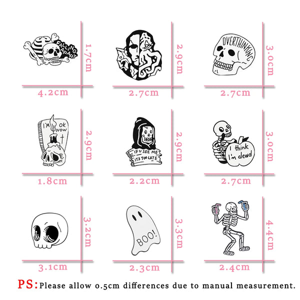 Punk Black And White Skull Lapel Pins