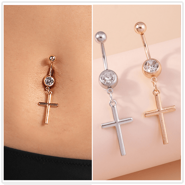 Look Sharp & Stay Stylish With This Steampunk Black Hollow Cross Dangle Navel Ring