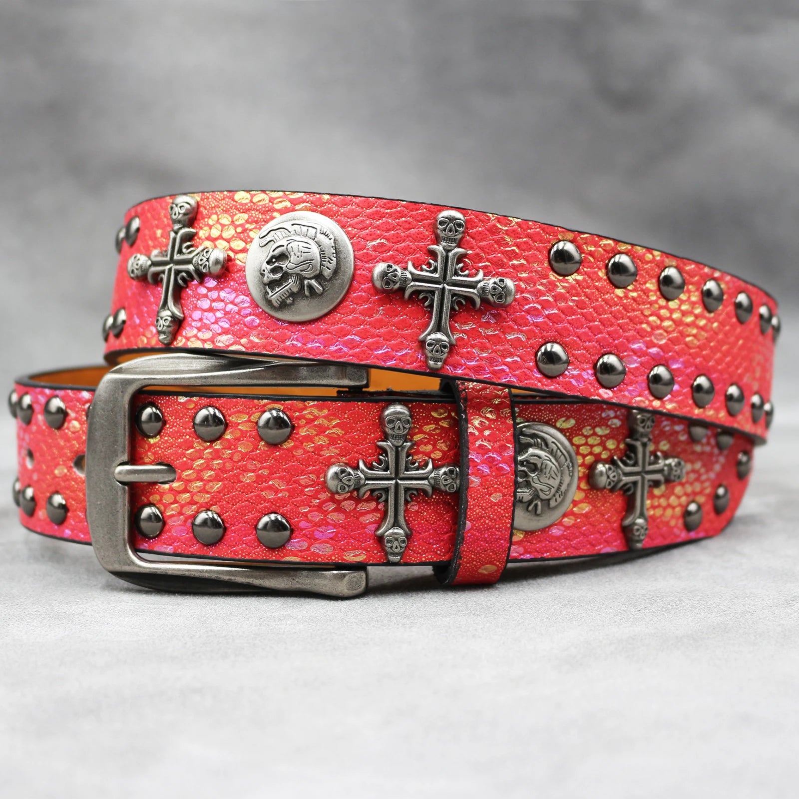 小物 rare Roen Heart Skull Studded Belt The Iron Cross Skull Rivet Studded Belt – Everything Skull