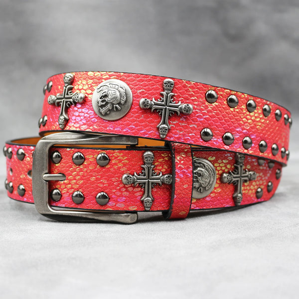 The Iron Cross Skull Rivet Studded Belt