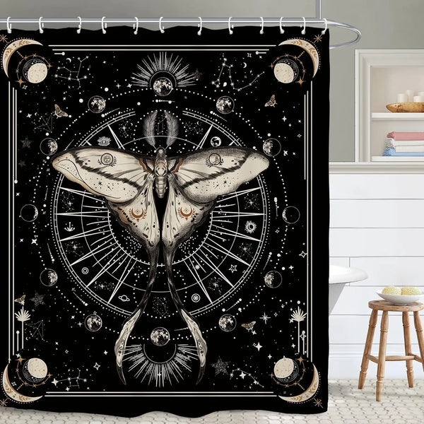 The "Daily Grind" Skeleton Shower Curtain & Hook Set