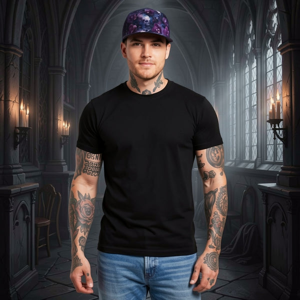 Purple Orchids Romantic Gothic Skull Hat