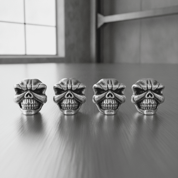 Silver Skull 4Pcs/Set Universal Stem Valve Caps, Attractive Dustproof Car Accessories