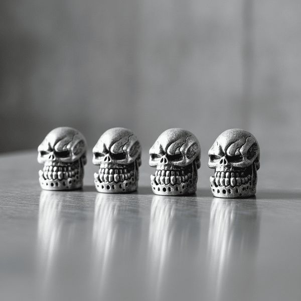 Silver Skulls 4Pcs/Set Universal Stem Valve Caps, Attractive Dustproof Car Accessories