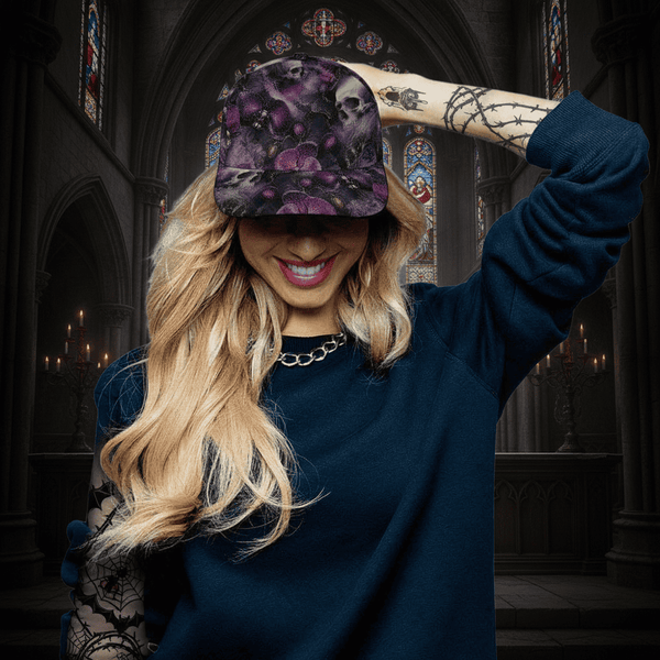 The Ethereal Mist Skull & Purple Orchid Classic Baseball Hat