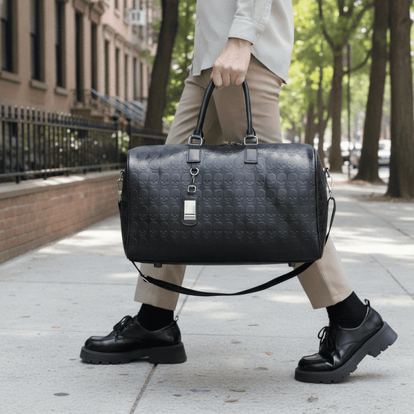 The Iron Revenant™ Skull Travel Tote | Embossed Crossbody & Weekender Bag
