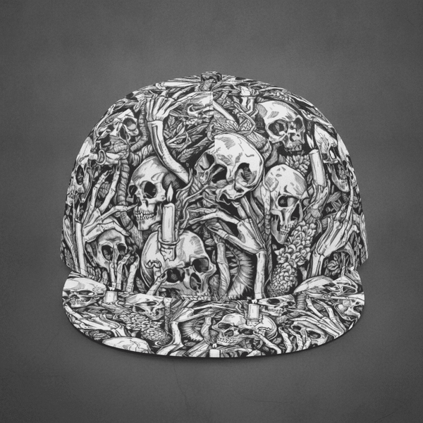 The Occult Ritual Skull & Skeletal Hands Baseball Hat