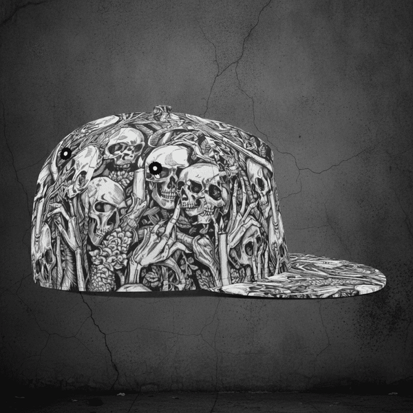 The Occult Ritual Skull & Skeletal Hands Baseball Hat