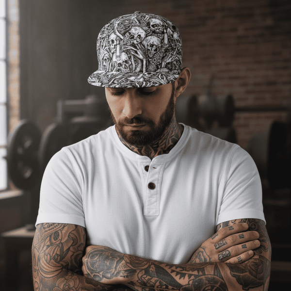 The Occult Ritual Skull & Skeletal Hands Baseball Hat