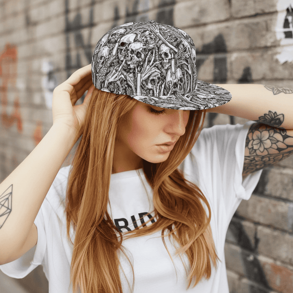The Occult Ritual Skull & Skeletal Hands Baseball Hat
