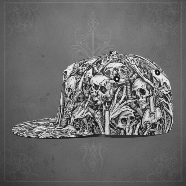 The Occult Ritual Skull & Skeletal Hands Baseball Hat