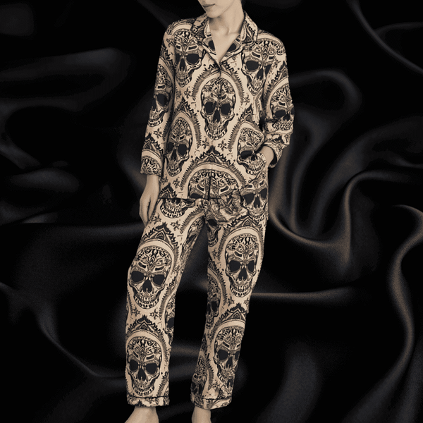 The Moonwoven Celtic Skull Satin Pajama Set