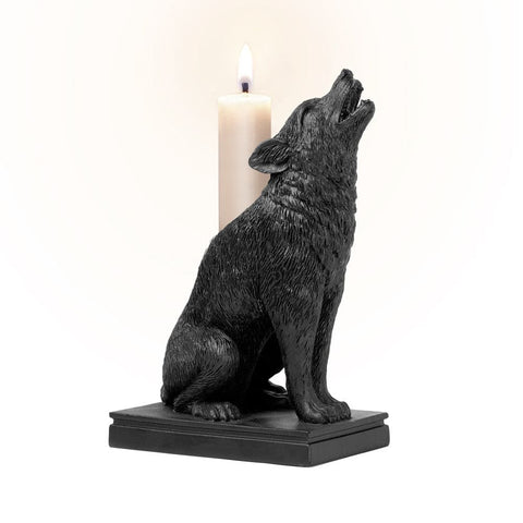 A Dark dramatic Wolf Candlestick Holder