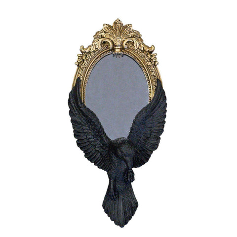 Black Raven In Flight Gaze Hand Mirror