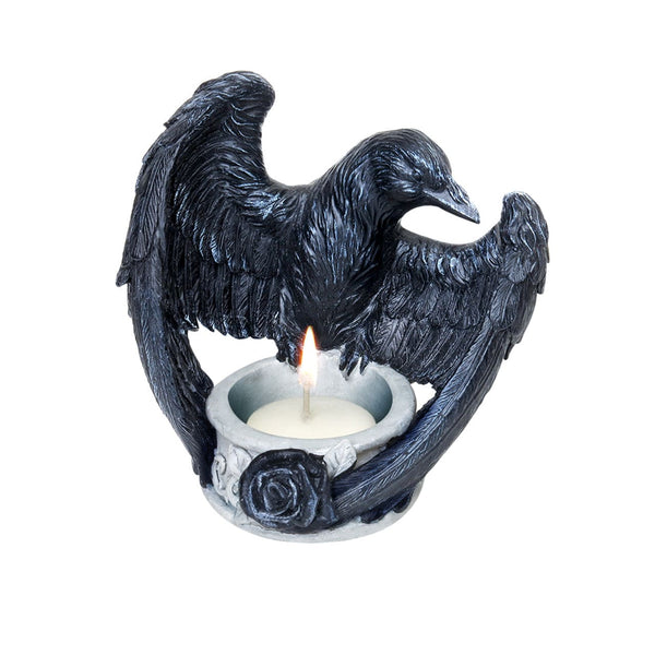 Raven's Wings & Black Rose Tea Light Candle Holder